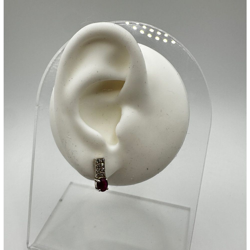 Genuine ruby and cz stud earrings in sterling silver!‎ - Picture 7 of 10
